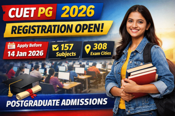 CUET PG 2026 Registration Started: Apply for 157 Subjects Before 14 January