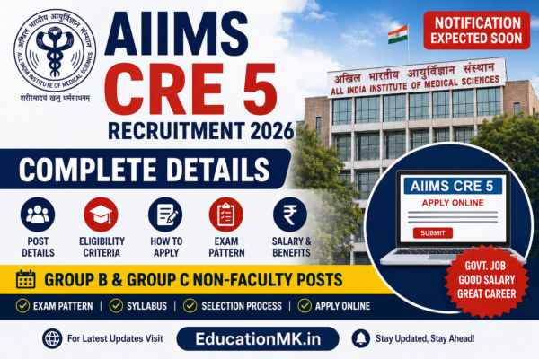 AIIMS CRE 5 Recruitment 2026: Official Notification, Posts, Eligibility, Salary, Exam Pattern & Apply Online